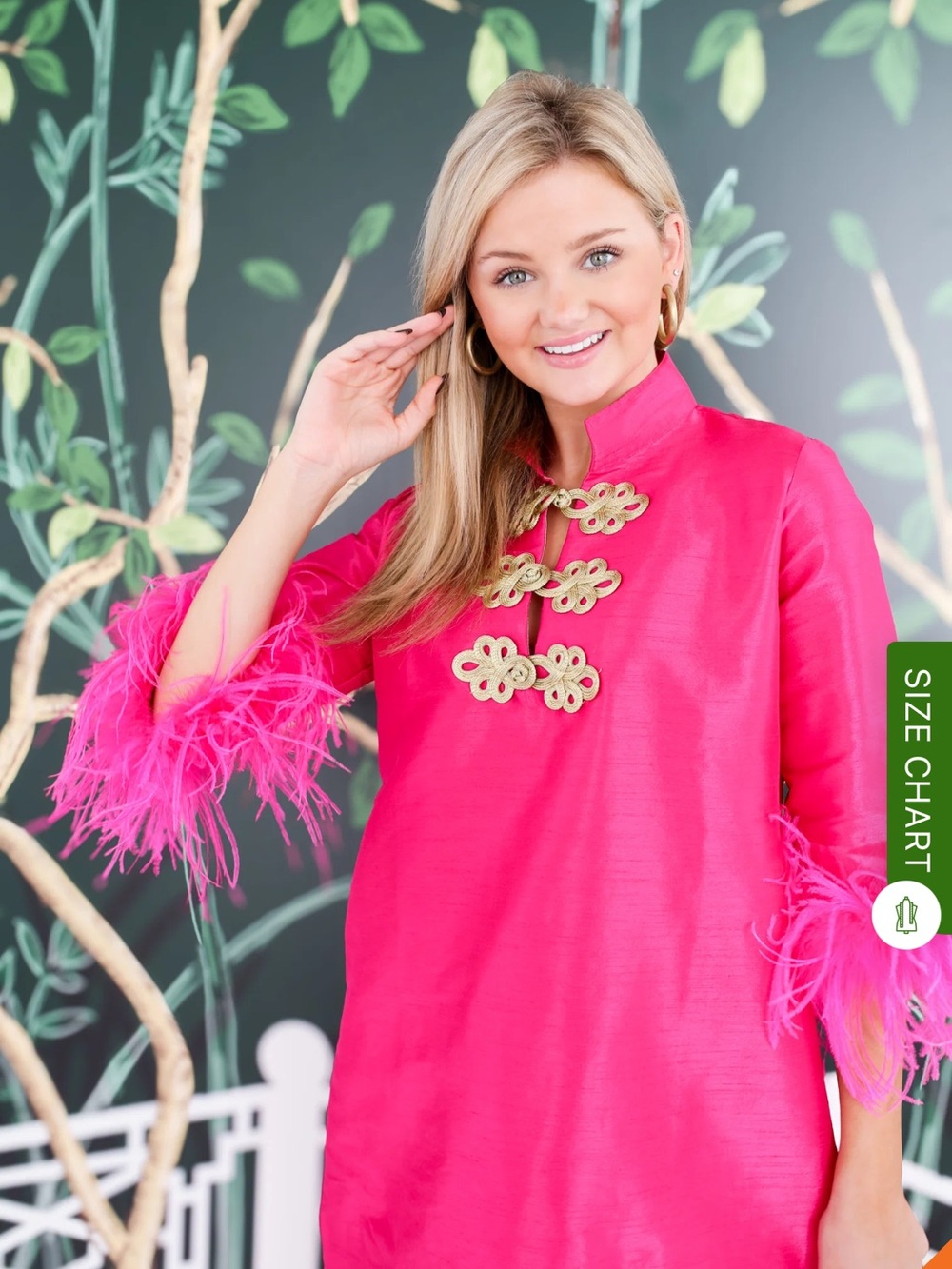 Bette Bouvier Long Dress in Hot Pink with Feather Cuffs size 1/M with Sash! - Picture 2 of 4
